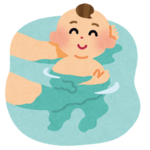 イラスト:沐浴する赤ちゃん