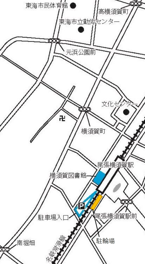 地図：横須賀図書館付近案内図