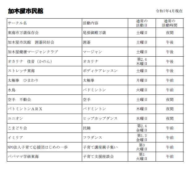 加木屋市民館