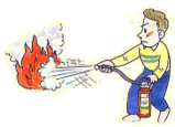 イラスト:消火器による消火