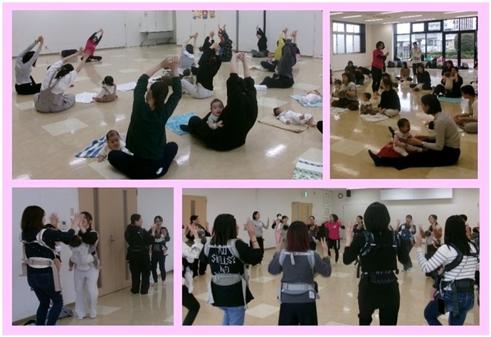 写真:ねんねよちよち育児講座「親子で一緒にエクササイズ!」の様子