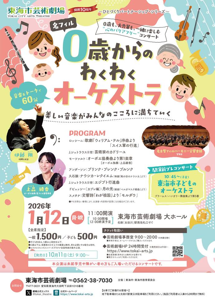 ～ひとづくりパートナーシップ・シリーズ～　名フィル0歳からのわくわくオーケストラ　チラシ画像
