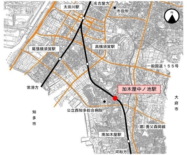 加木屋中ノ池駅の位置図