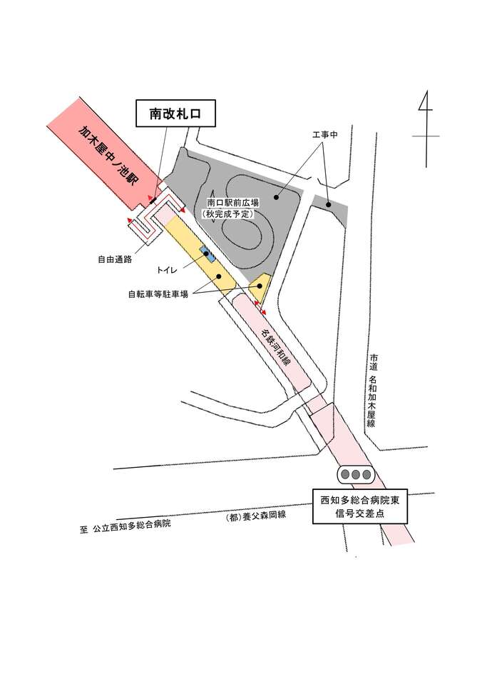 加木屋中ノ池駅南改札口　案内図